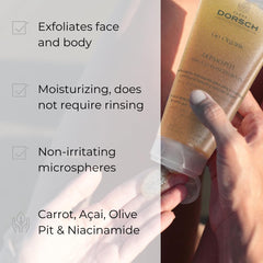 FARMA DORSCH Dermo Peel Face and body Moisturizing Cleanser Scrub - Face & Body Scrub for Women & Men - Moisturizing Organic Facial Scrub - Gel with Biodegradable Microspheres - Clean Beauty - 200ml