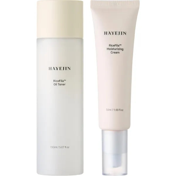 HAYEJIN RiceFila Oil Toner for face (5.07 fl oz) + Moisturizing Cream (1.69 fl oz) - RiceFila Radiance Duo – Face Toner & Moisturizer Bundle