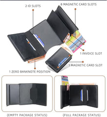TERRIFI Slim Wallet for Men RFID Smart Front Pocket Minimalist Leather Wallet Antimagnetic Anti Theft Medium Deposit ID Money Bank Card Size Men Gift Black