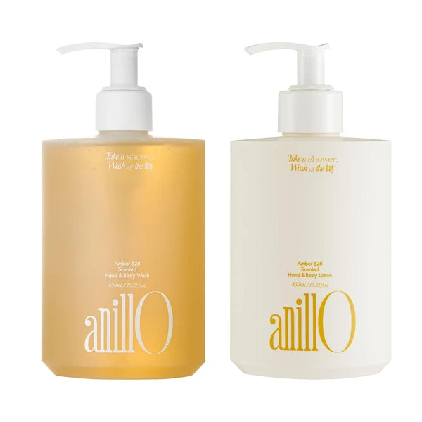 ANILLO Amber528 Body Wash & Lotion Set – Hydrating Yuzu & Amber Cleanser & Moisturizing Cedarwood Lotion, Vegan, Sulfate-Free, Fast-Absorbing, Gentle for All Skin Types, 2 x 15.22 fl. oz