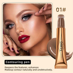 KANZA-Multifuntional Makeup Pen | Chocolate Color Liquid Face Concealer Pen | Waterproof Body Face Contouring Makeup | Matte Finish Liquid Contour Stick with Soft Cushion Applicator | 15g (#01)