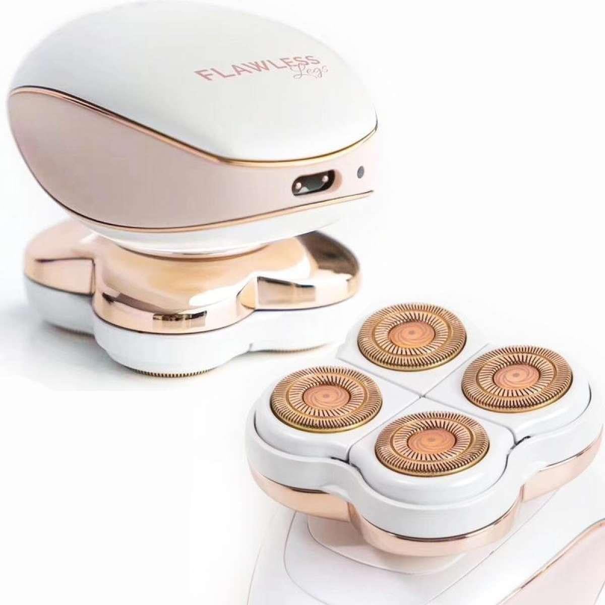 Portable Flawless Leg Hair Epilator for Women | Rechargeable Instant Hair Remover - White/Gold