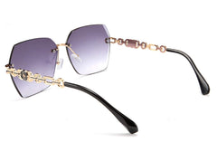 Rimless Sunglasses for Women Metal Square Frame Classic Diamond Grandient lens Eyewear UV Protection Fashion Shades for Women B2567