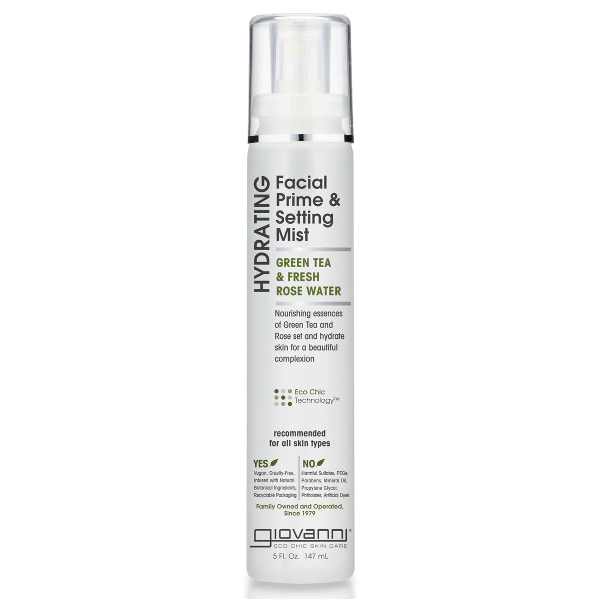 GIOVANNI Hydrating Facial Prime Setting Mist, 5 oz. - Green Tea + Fresh Rose Water Hydrates Skin for a Beautiful Complexion