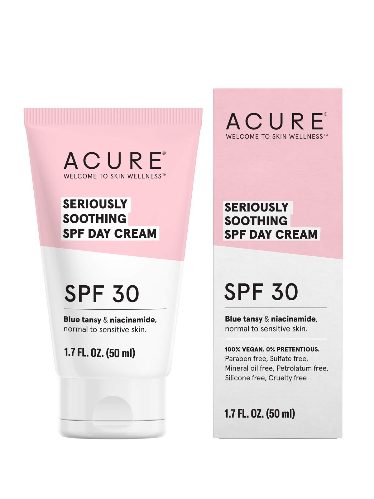 Acure Seriously Soothing SPF 30 Day Cream | 100% Vegan | For Dry to Sensitive Skin | Blue tansy & Niacinamide - Soothes & Provides Sunscreen | 1.7 Fl Oz