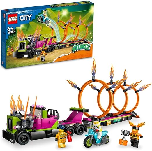 LEGO City Stunt Truck and Ring of Fire Challenge 60357 Building Blocks Toy Car Set; Toys for Boys, Girls, and Kids (479 Pieces)