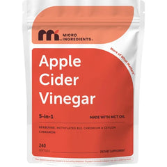 Micro Ingredients Apple Cider Vinegar with The Mother, 750mg, 240 Softgels | Immune, Digestion & Appetite Support with Methylated Vitamin B12, Chromium, Berberine & Ceylon Cinnamon | Made with MCT Oil**