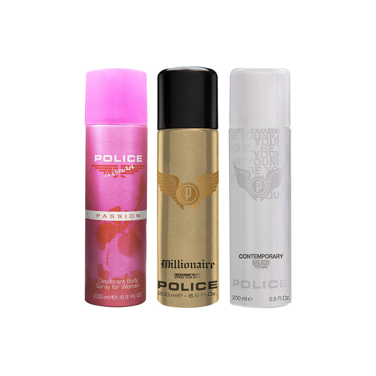 Police Millionaire Homme + Contemporary + Passion Femme Deo Combo Set 600ml