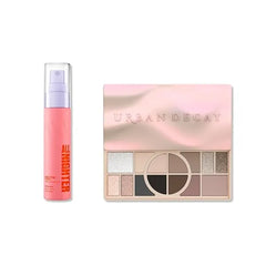 URBAN DECAY Naked Shaped Cool Palette & Matte Setting Spray Travel Bundle Multi Use Neutrals All Nighter Waterproof Setting Spray (1 Fl Oz) for Smudge Proof, Transfer Resistant Eye & Face Makeup