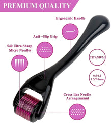 ProGrip Tools Derma Roller 0.5mm with 540 Titanium Needles : Skin Rejuvenation, Hair Growth, and Cellulite Reduction - Pain-Free Treatment for Thicker, Elastic Skin and Fuller Hair (Pack of 1)