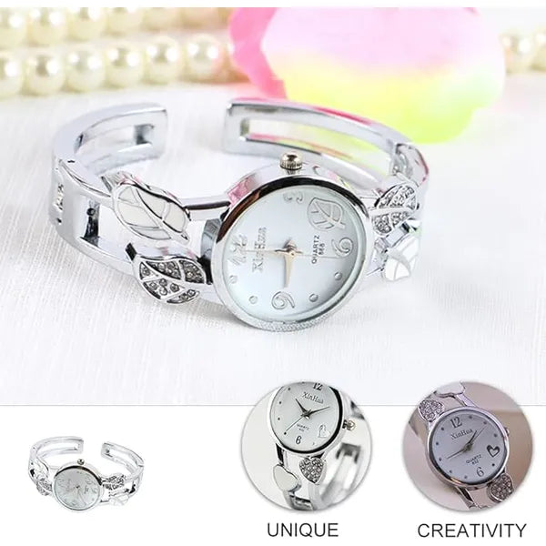 KASTWAVE Women Watch- Ladies Watches Fashion Crystal Rhinestone Diamond Watches Valentines Gifts for Her Stainless Steel Wristwatch Quartz Watch for Women Girls White