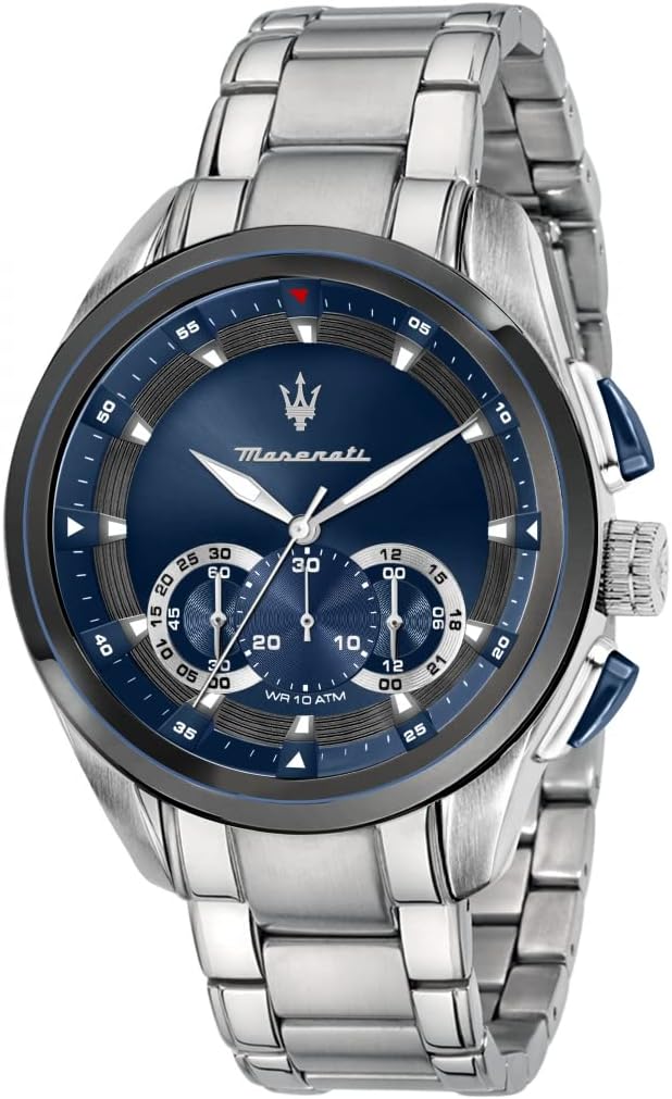 Maserati Men's Watch, TRAGUARDO Collection, Made of Steel - R8873612014 - Silver/Blue