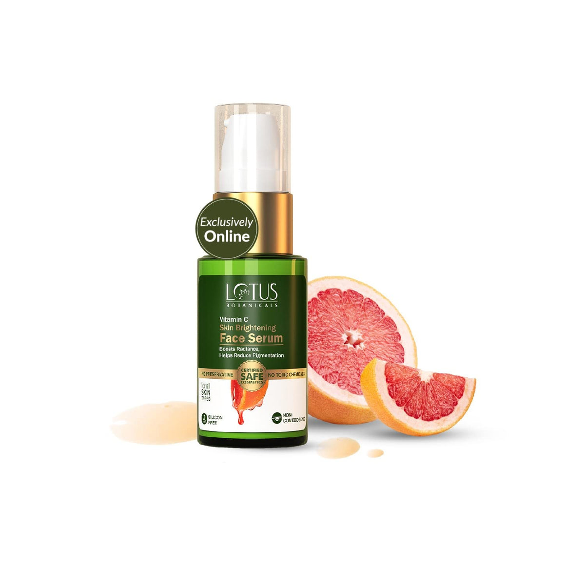 Lotus Botanicals Skin Brightening Face Serum, 100x Vitamin C, Recovers and Repairs Dull Skin, Silicon & Chemical Free for All Skin Types For Women and Men - 30g