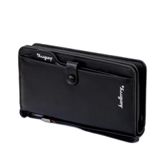 Men Wallet Long Style Card Holder Male Purse Zipper Large Capacity PU Leather Wallet for Men (Black)