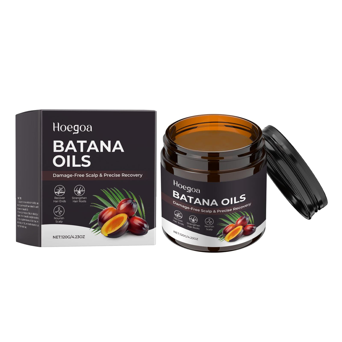 Heogoa Batana Oil Hair Mask For Dry and Frizzy Hair Care, Hair Growth Oil for Prevent Hairs Loss, Men & Women 120g, 4.23 Oz