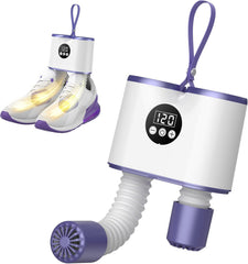 KASTWAVE Shoe Dryer, Electric Retractable Shoe and Boot Dryer with Timer, Heat Blower for Gloves Hats Socks Ski Boots, Portable Antibacterial Footwear Dryer for Home Travel, Energy Class E, White