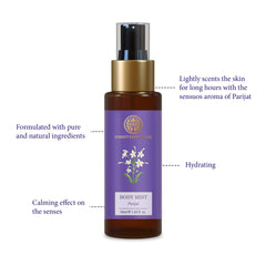 Forest Essentials Travel Size Body Mist Parijat | Natural & Hydrating Body Spray For Men & Women | Luxury Deep Floral Fragrance | 50 ml