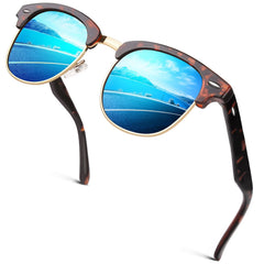 GQUEEN Classic Horn Rimmed Semi Rimless Polarized Sunglasses for Men Women GQO6