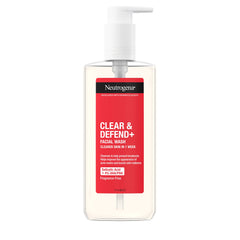 Neutrogena Clear & Defend+ Face Wash (1x 200ml), Purifying Facial Wash for Acne-Prone Skin with Salicylic Acid and AHA/PHA, Fragrance-Free Face Wash for Spot-Prone Skin to Help Prevent Breakouts