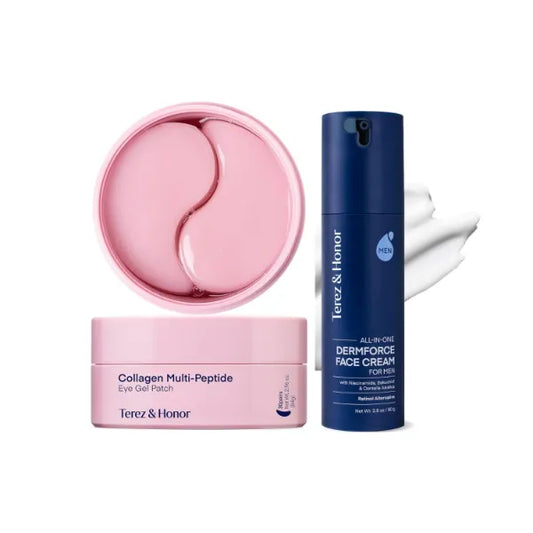 TEREZ & HONOR Peptide Collagen Under Eye Patches & 6-in-1 Face Cream for Men – Anti-Aging Skincare Duo