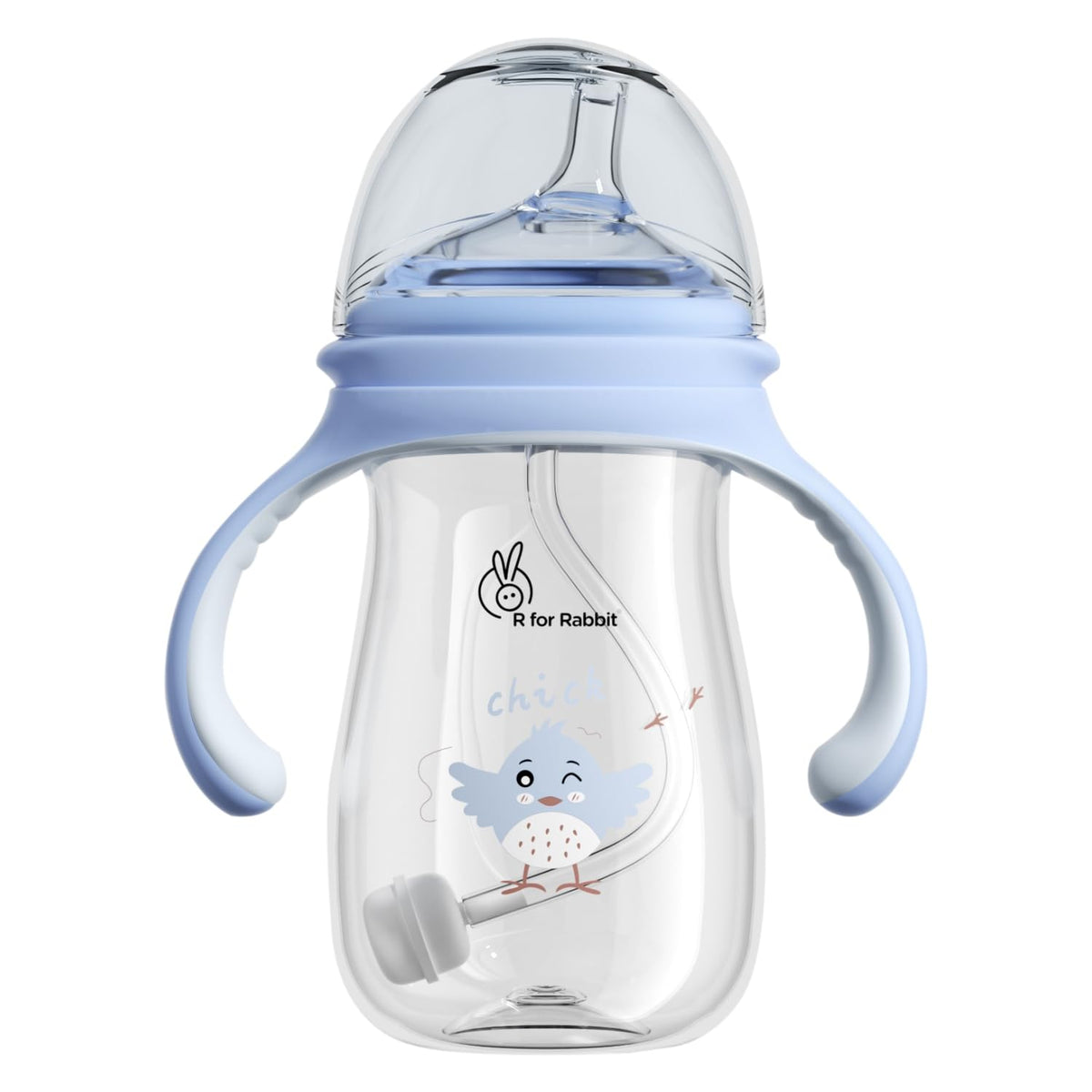 R for Rabbit Tritan Tweet 240 ml Baby Spout Cup for Kids | Twin Handle Non Toxic BPA Free Soft Silicone Spout Sipper Bottle | Leak Proof Drinking Sippy Cup for 6+ Month Infant Baby Boy & Girl (Blue)