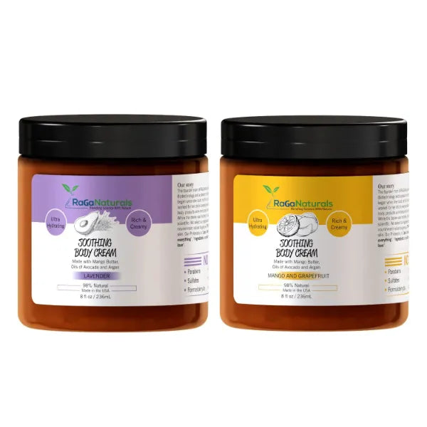 RaGaNaturals Lavender and Tropical Bliss Body Cream, Plant Based and Vegan Ultra Rich Body Cream for Women, Men and Kids - 8 fl oz