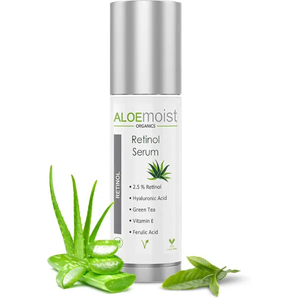 AloeMoist Organics Elite Vitamin C Serum for Face with Hyaluronic Acid, Pure Aloe Vera Gel, Vitamin E Oil - Anti-Aging Skin Firming Serum, Pore Minimizer & Dark Spot Corrector for Face (.5 fl oz.)