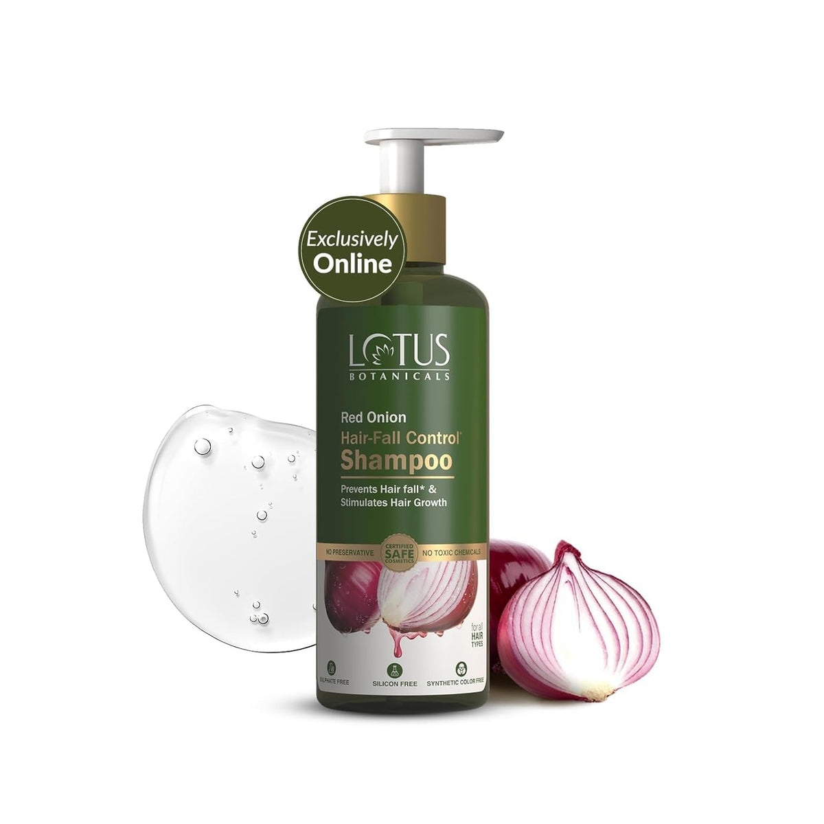Lotus Botanicals Red Onion Hair Fall Control Shampoo, Sulphate, Silicon & Chemical Free for All Hair Types - 300ml