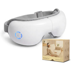 Lumoday Eye Massager with Heat and Compression for Eye Strain Relief, Heated Eye Mask for Dry Eyes, Migraine & Stress Relief, Bluetooth Music, Rechargeable Foldable (Matte White)