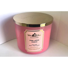 Bath & Body Works White Barn 3-Wick Candle w/Essential Oils - 14.5 oz - 2021 Core Scents! (Pink Apple Punch)