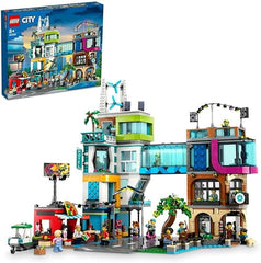 LEGO 60380 City City Centre Set, Model Building Kit with Reconfigurable Modular Rooms including Toy Shops, Barber, Vlogger Studio, Hotel and Rooftop Disco with 14 Minifigures