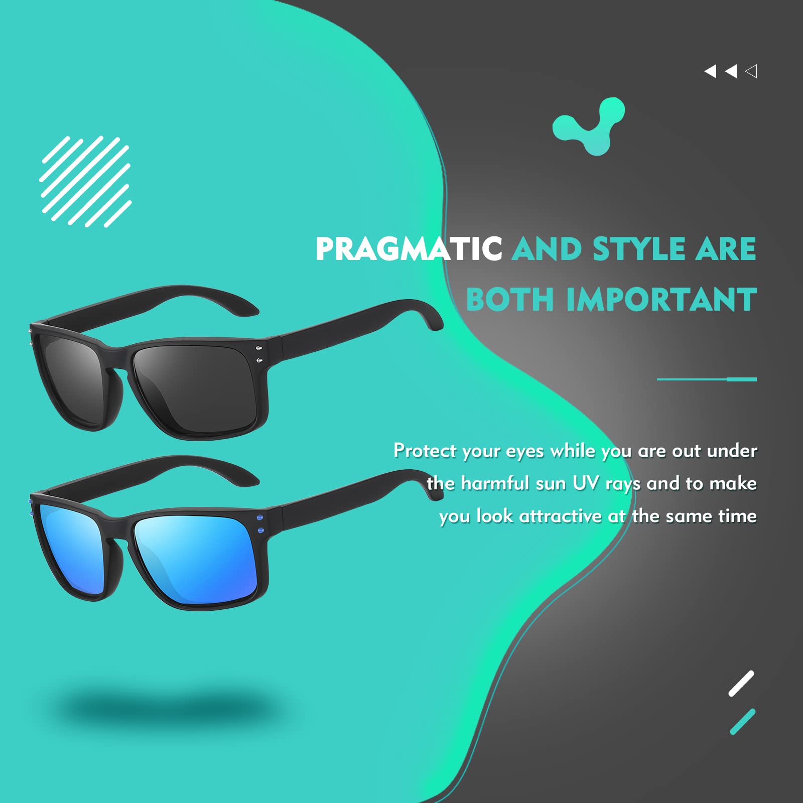 OJIRRU Polarized Sunglasses for Men Women Sports Sun Glasses Classic  Rectangular Shades UV400 Protection for Men Women Sports Outdoor Driving  Fishing