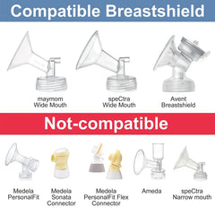 Maymom Breastmilk Storage Bag Adapters for Spectra S1, S2 Pumps, Avent Comfort Wide Mouth Flange Pump Clear BPA Free Material Boiling Water Safe Do Not Use Microwave or Steamer Bag to Sanitize