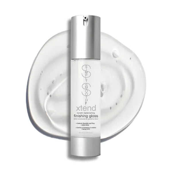 SIMPLY SMOOTH Xtend Keratin Replenishing Finishing Gloss (Pump) - Weightless Finishing Serum for All Hair Types - Adds Shine, Controls Humidity & Eliminates Frizz, 1.69 FL Oz