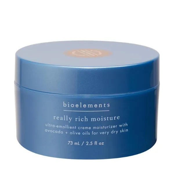 Bioelements Really Rich Moisture, Ultra Emollient Cream Facial Moisturizer for Very Dry Skin, Vegan, Gluten Free, Never Tested on Animals - 2.5 fl oz