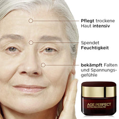 L’Oréal Paris Day Cream, Age Perfect Extra Rich Anti-Ageing Face Care, Wrinkle and Firming, for Very Mature and Dry Skin, with Manuka Honey and Calcium B5, 50 ml