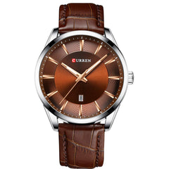 CURREN 8365 Quartz Man Wristwatch Watch for Male with Leather Strap Band Calendar Indicator Date Waterproof Mens Watches Wearable Accessories - Brown