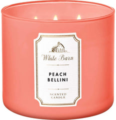 Bath & Body Works and Peach Bellini 3 Wick Scented Candle 411g - with Essential Oils