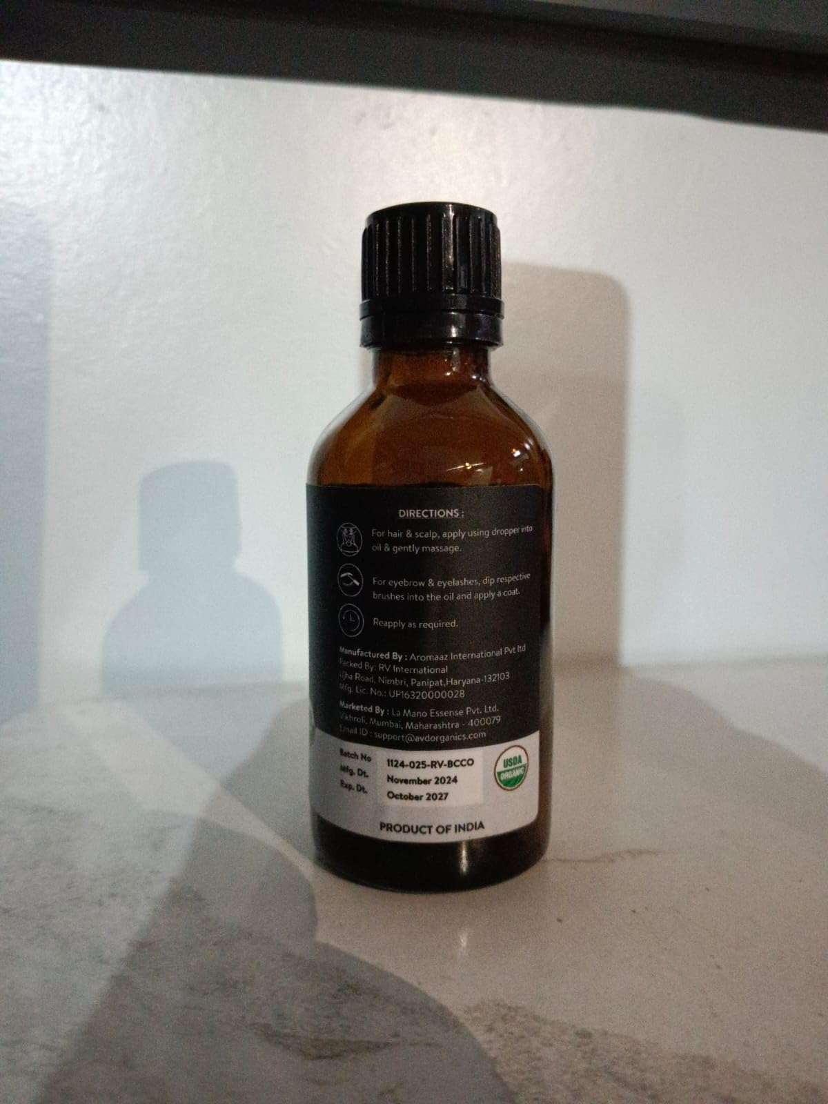 AVD Organics Jamaican Black Castor Oil | 100% Pure and Natural - Premium Grade Oil for Hair, Eyelashes and Eyebrows - Carrier Oil - Hair and Body Oil 50ML