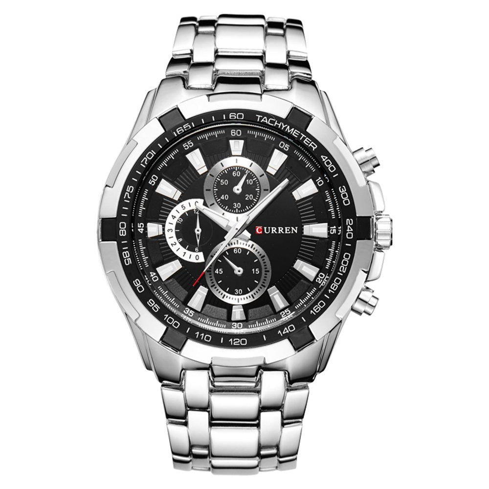 CURREN Watches Men,Sports Waterproof Stainless Steel Quartz Wrist Watch for Men and Boys, 8, Quartz Movement - Silver