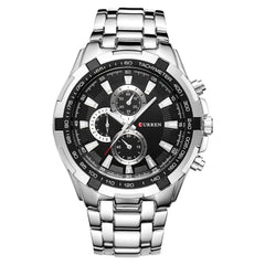 CURREN Watches Men,Sports Waterproof Stainless Steel Quartz Wrist Watch for Men and Boys, 8, Quartz Movement - Silver