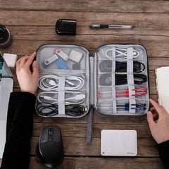 Electronics Travel Bag Organizer - Portable USB Cords Organizer Bag - Storage Bag for Cables, Power Bank, Hard Disk - Pasit Waterproof - Cable Organizer Bag for Electronic Accessories - Blue