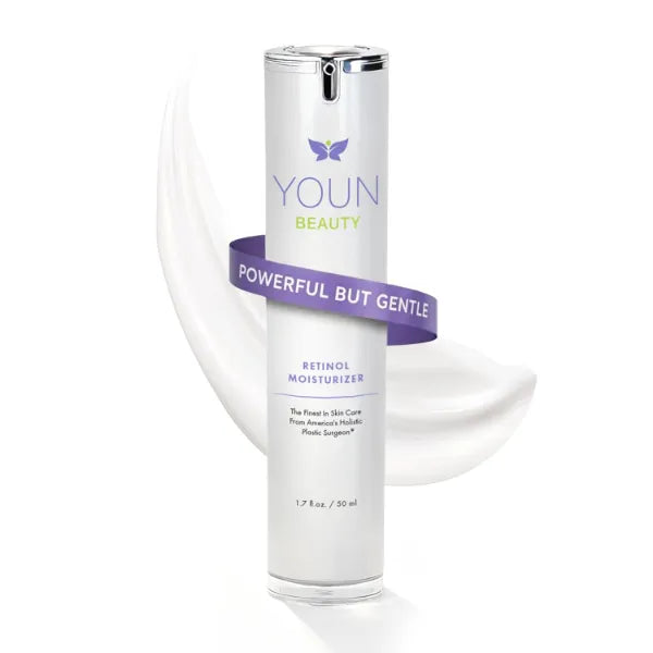 YOUN Beauty Retinol Night Cream Moisturizer for Face, Paraben-Free Face Moisturizer with Vitamin B5 & E, Hyaluronic Acid, and Green Tea for Skin Renewal - 50ml