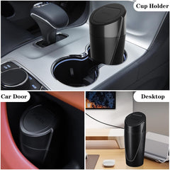Car Trash Can Bin with Lid, 2 Packs Car Garbage Can Cup Holder, Mini Leakproof Vehicle Trash Garbage Can Bin with 40pcs Trash Bags-Car Organizers and Storage for Front Back Seat Accessories (Black)
