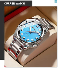 CURREN New Model CURREN-men's analog quartz wristwatches, stainless steel bracelet, luminous hand watch, simple, business, fashion brand, 8451 - SILVER SKY