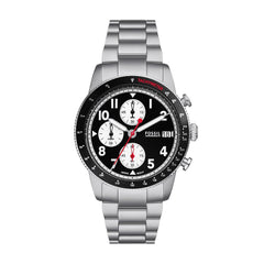 FOSSIL Sport Tourer Watch for Men, Chronograph Movement with Stainless Steel or Leather Strap - Black