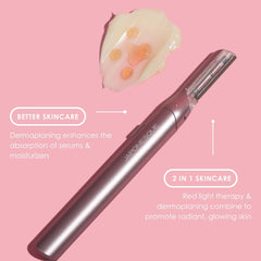 JAPONESQUE SKINTherapy LumeBlade Facial Dermaplane Razor with Soothing, Red Light Therapy at the Blade, Includes 2 Replacement Blades