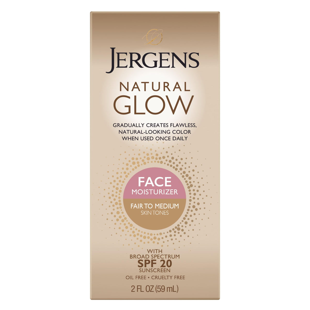 Jergens Natural Glow Face Daily Moisturizer SPF 20 Fair to Medium For Unisex 2 oz