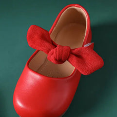 PATPAT Christmas Toddler / Kids Bow Decor Red Flat Shoes Red