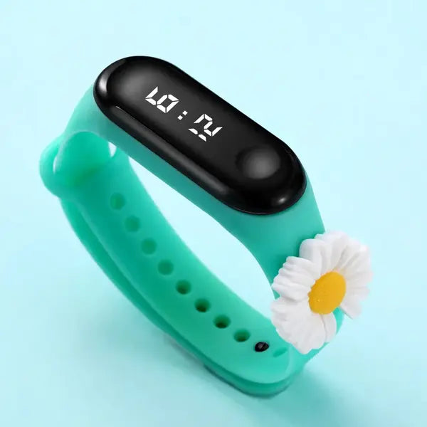 PATPAT Toddler Sunflower Decor LED Watch Digital Smart Electronic Watch (With Packing Box) mint green